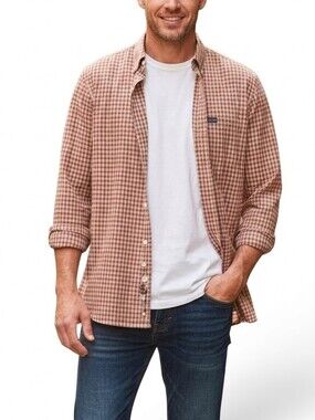 Chaps Men's Size Medium Orange and White Button Up Shirt
